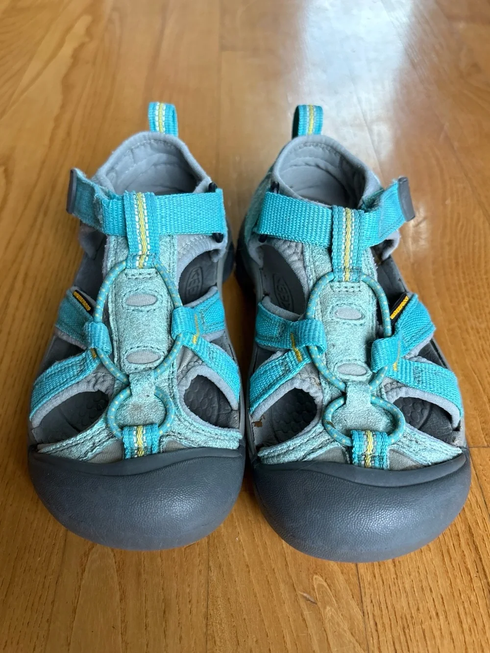 Keen Venice H2 Kids Sandals Aqua Green Gray Yellow Boys Girls Hiking Youth Sz 1